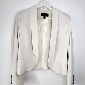 MANGO Suit Ivory Cropped Blazer I Size M, Open Front, Elegant Dressy Jacket